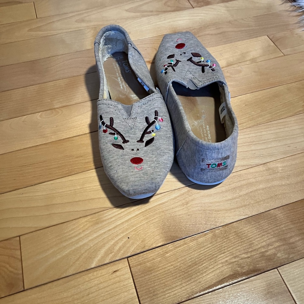 TOMS Reindeer Embroidered Slip-On Shoes